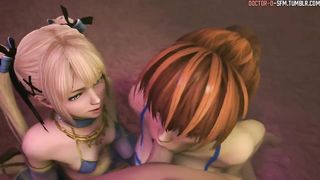 Marie and Kasumi Shared Blowjob - Doctor-D