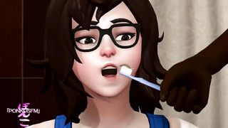 Mei gets help Brushing her Teeth from a Big Black Cock - PonkoSFM