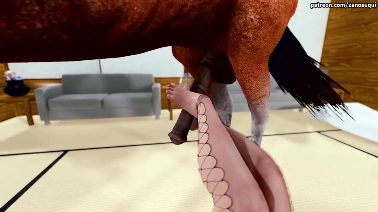 Horse cock footjob