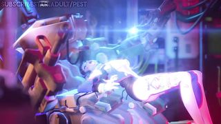Overwatch D.Va Electrocuted by Bastion