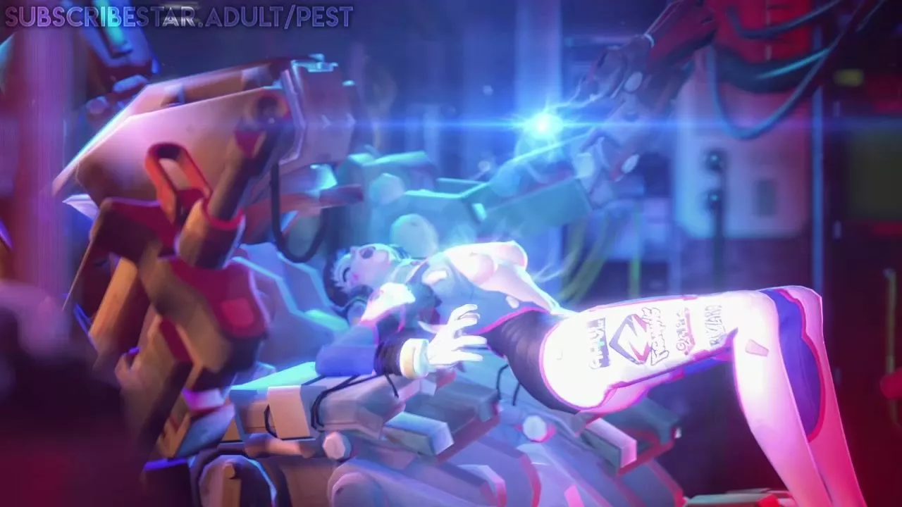 Overwatch D.Va Electrocuted by Bastion