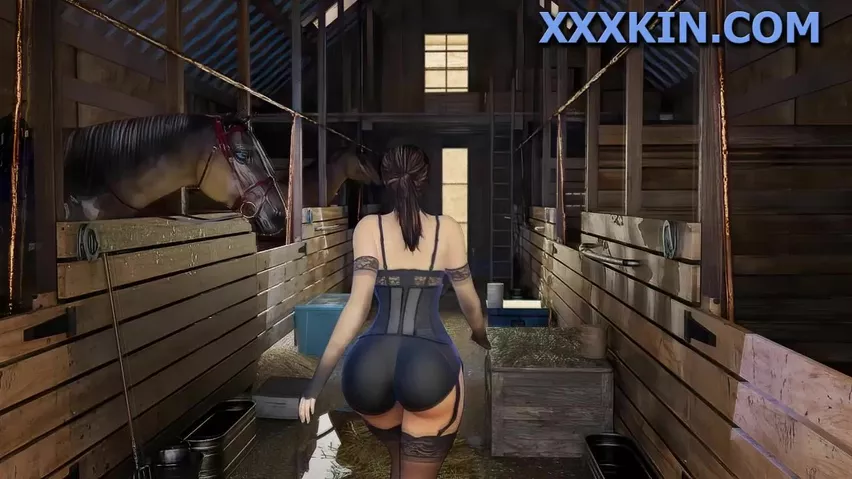Lara Croft: Horse and a kinky girl pleasure each other in hentai horse porn  - LuxureTV