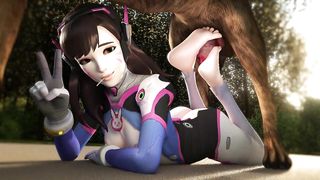 D.va Dog Footjob