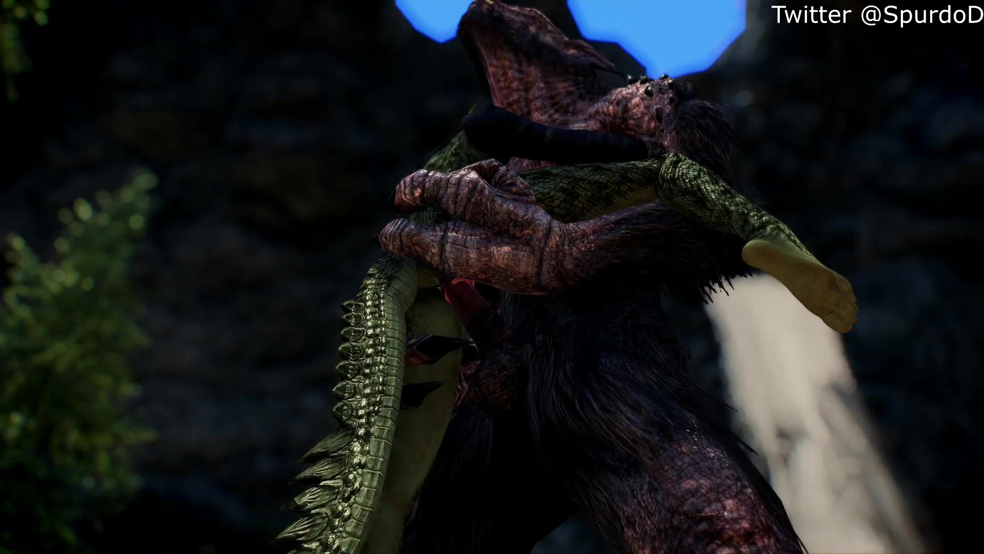 Argonian Takes Care Of Her Pet Troll