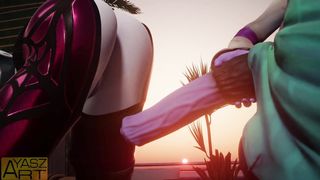 Futanari Soraka slides into Widowmaker's pussy