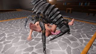 Tifa cucks dinosaur with large insectoid