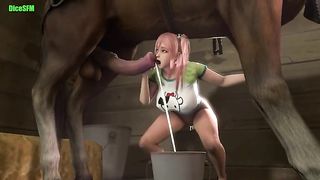 horse cum in a bucket