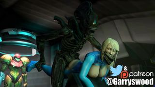 Xenomorph invades Samus' Ship (loop)
