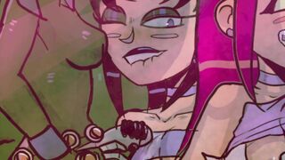 Teen Titans Jinx x Raven x Starfire X Blackfire [Futa]