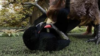 Gay gryphon dominates raven