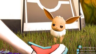 Kasumi enjoying Eevee's knot - Eshu-Chan