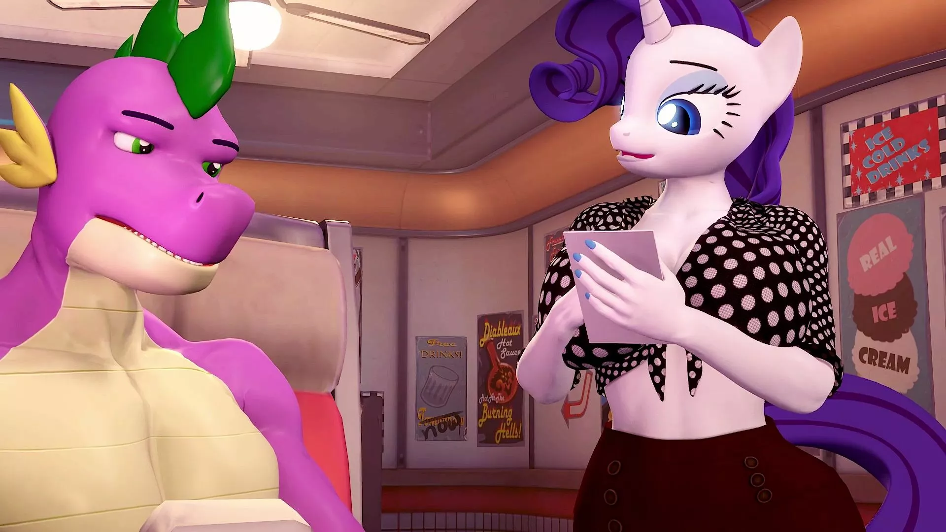 Rarity and Spike - What's on the Menu?