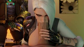 ashe deepthroats a big cock at home