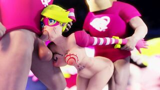 Ribbon girl threesome on the ring (Arms)