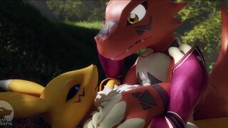 Renamon and Guilmon (Furromantic)
