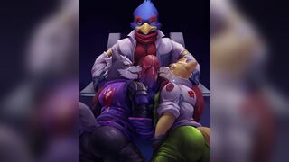 [Star Fox] Wolf O'donnell & Fox McCloud licks Falco's cock [nurinaki]