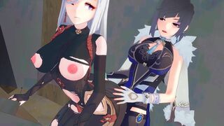 Yelan fucking Shenhe in The Chasm - Genshin Impact