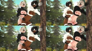 [JustausernameSFM] Futa 2B x 2P (Split Screen)