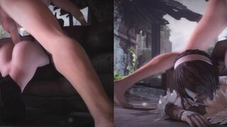 [Lesdias] 2B/2P Anal Creampie (Split Screen)