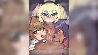 "Nemu and friends: Triple blowjob" by Shikikat (2022) [Loop]