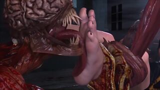 Claire Redfield's feet licked by lickers