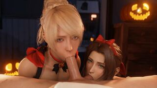 Lunafreya And Aerith Double BJ TrickOrTreat [Lazy Procrastinator]