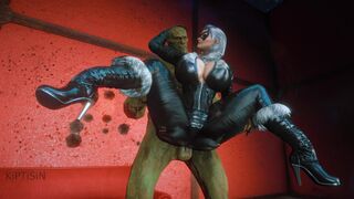 Black Сat plays with Super Mutant Big Dick