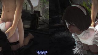 (Lesdias) 2B/2P Doggystyle [Split Screen]