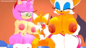 Amy and Rouge takes Cocks Tails [Leviantan581re]