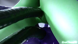 Green & purple waifu + tentacles