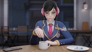 [4K] D.Va Coffee Break [White][Aphy3d]