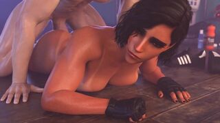 Cumming on Pharah's back