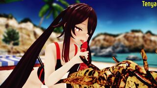 Hutao sex wih insect at beach