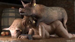 Teen slut gets fucked by a pig!