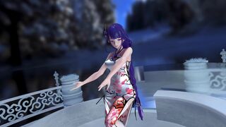 [JUSWE] Raiden Ei Sexy China Dress doing Erotic Dance [4K]