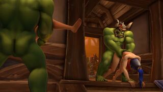 Orcs raid a human village and breed the women