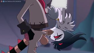 Striker showcasing his "Knife" to Stolas (OatmealPechneg)