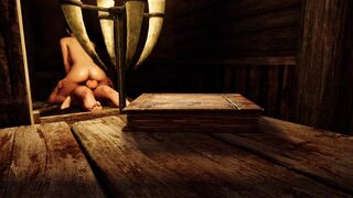 Skyrim Dovahkiin jumps on the Mjoll