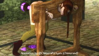 Busty Elf in Stocks Fucked By Magic Orb Thingy