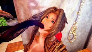 Aerith filled by tentacles - from top and bottom at the same time