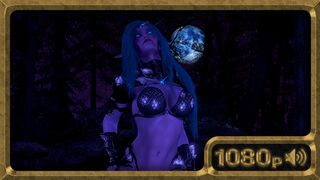 Tyrande, gorgeous night elf dancing in the moonlight
