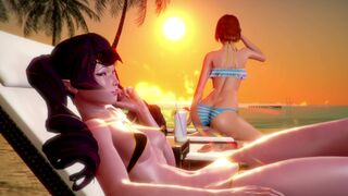 Chilling at the beach with Azraesha and Cait