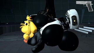 Chica and Loona fuck GLaDOS
