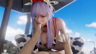 Fiona cowgirl riding on the beach