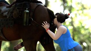 Mei Rewarding Her Horse [Bloggerman]