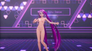 Hatsune Miku Hentai Cynical Night Plan Undress Dance Small Tits MMD 3D Purple Hair