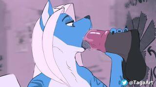 Busty furry Gulps down horse cock