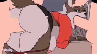 Sexy furry secretary fucked by 2 guys