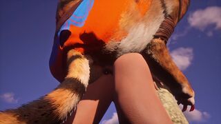 Tigress dominates human