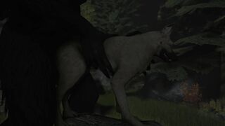 (Female Canine Dog x Male Werewolf) Bestiality Breeding Couple [Wolfland]